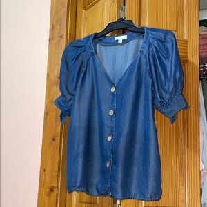 LC Lauren Conrad Indigo Button-Up Blouse